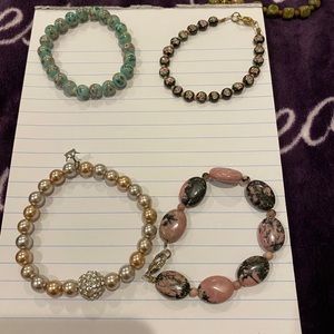 Various bracelets for sale, all beaded and custom made.